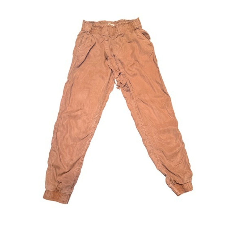Brown Lyocell Jogger Pants High Rise Soft Lounge Casual S